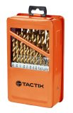 JUEGO DE BROCAS 1/16″ A 1/2″ HSS-TIN. 29 PZAS. TACTIX